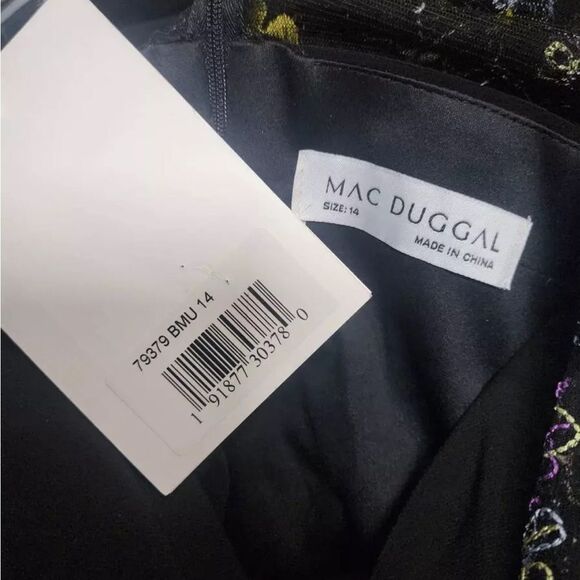 Mac Duggal 79379 Embroidered Mesh Long Sleeve Column Gown Black 14 NEW $498 - Picture 5 of 8